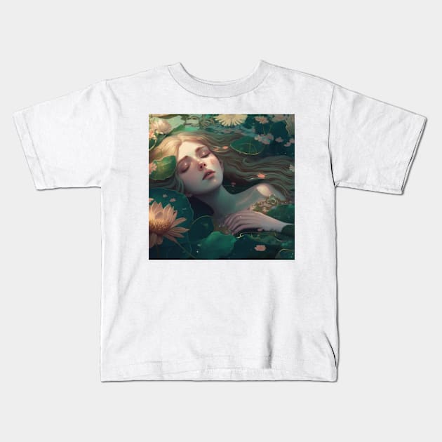 Float away with me - drowning women art Kids T-Shirt by faewildlingart